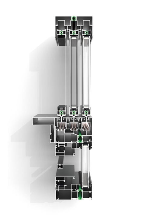 نافذة منزلقة بستة مسارات ذات ستة مسارات مع قطع جسر